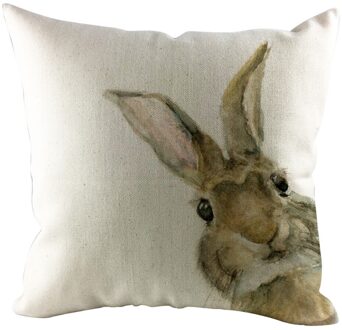 1 Stuks Easter Bunny Print Kussensloop Woonkamer Sofa Decoratie Kussen Wasbare Bibliotheek Cafe Vierkante Kussensloop