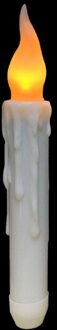 1 Stuks Led Battery Operated Flickering Vlamloze Ivoor Taper Kaars Lamp Stok Kaars Bruiloft Tafel 17 Cm Geel