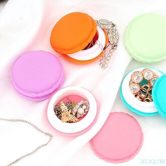 1 Stuks Leuke Roze Kleur Macaron Sieraden Doos Organisator Mini Opbergdoos Clip Holder Case