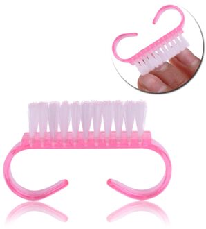 1 Stuks Roze Nail Art Borstel Nail Dust Cleaning Brush Handle Schrobben Brush Tool Vinger Nail Care File Manicure pedicure