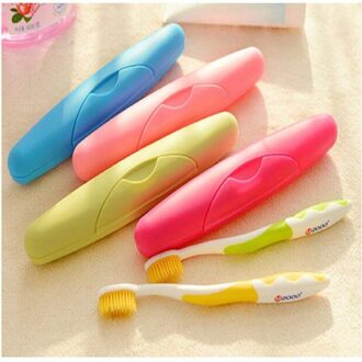 1 Stuks Tandenborstelhouder Badkamer Accessoires Tandenborstel Case Houder Camping Draagbare Cover Reizen Wandelen Doos roze