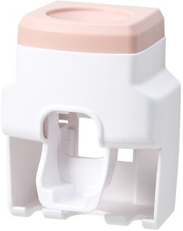 1 Stuks Tandenborstelhouder Tandpasta Dispenser Wall Mount Stand Badkamer Accessoires Tandenborstel Rack Automatische Tandpasta Knijper roze