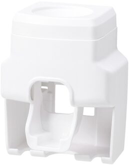 1 Stuks Tandenborstelhouder Tandpasta Dispenser Wall Mount Stand Badkamer Accessoires Tandenborstel Rack Automatische Tandpasta Knijper wit
