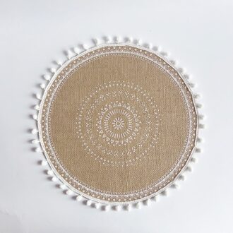 1 Stuks Warmte-isolatie Eettafel Mat 38Cm Ronde Delicate Borduren Dessert Pan Tafel Placemat Antislip Koffie cup Matten 07