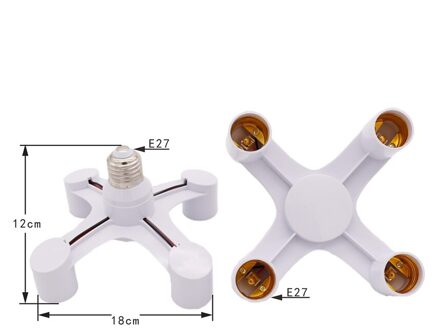 1 Turn Om 4 Heads E27 Lamphouder Converter Licht Adapter Lamp Base Houder Socket Plug Splitter Voor Led Verlichting lamp Adapter