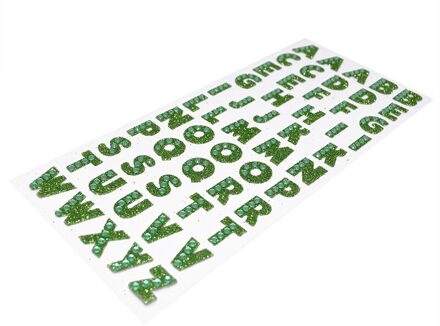 1 vel Engels Letters Strass DIY Logo Strass Ijzer Stickers Kleding Accessoires PC Telefoon Art Decor Engels Alfabet Sticker P06 groen