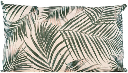 1 x Bank/sier kussens met palm plant/bladeren print voor binnen en buiten 50 x 30 cm - Sierkussens Multikleur