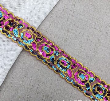 1 Yard Sequin Lace Borduren Kant Decoratie Etnische Kant Kleding Accessoires Zwitserse Kant LA-1-38-A