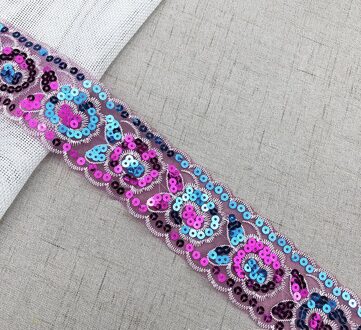 1 Yard Sequin Lace Borduren Kant Decoratie Etnische Kant Kleding Accessoires Zwitserse Kant LA-1-38-C