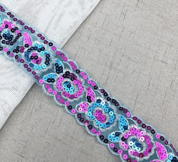 1 Yard Sequin Lace Borduren Kant Decoratie Etnische Kant Kleding Accessoires Zwitserse Kant LA-1-38-D