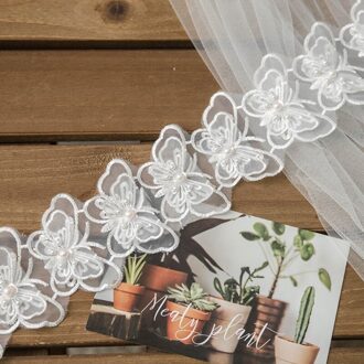 1 Yard Strik Vlinder Geborduurde Kant Trim Lint Imitatie Parel Kralen Applique Diy Naaien Ambachtelijke Bruiloft Bruids Jurk M7DD