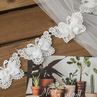 1 Yard Vlinder Geborduurde Kant Trim Lint Parel Kralen Applique Diy Naaien Ambachtelijke Bruiloft Bruids Jurk Decoratie