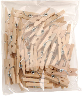 1 zakje Houten Mini Wasknijpers, 50st.