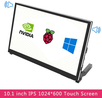 10.1 Inch LCD Raspberry Pi 4 IPS Capacitive Touch Screen 1024x600 Display with Speacker Holder Monitor for Raspberry Pi 4/3 PC