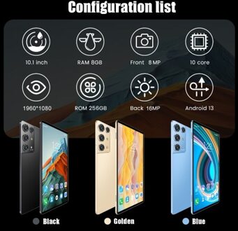 10.1 inch Tablet 8GB+256GB 5G Calling 10-Core MTK6797 Processor 128GB Expandable Memory Large Storage Capacity High-Clear Large Screen BT5.0 7000mAh