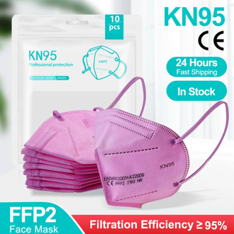 10-100 Pcs FFP2 Face Mask KN95 Facial Masks 5 Layers Filter Mask Protective Masks Anti Dust Mask Mouth FPP2 Mascarillas Pink