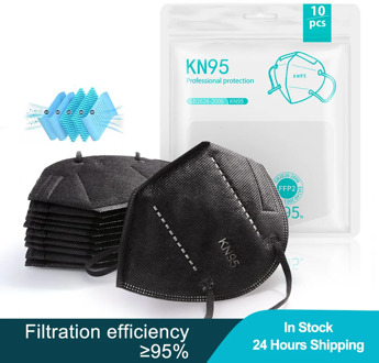 10-100PCS Black KN95 Mascarillas Reusable FFP2 Face Mask Dustproof FP2 Mouth Masks Filter Safety Protective KN95 Masques