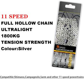 10/11 Speed Fietsketting Volledige Hollow Fietsketting Mountain Racefiets Hollow Ketting Ultra Licht 116L Goud Zilver zilver 11 Speeds