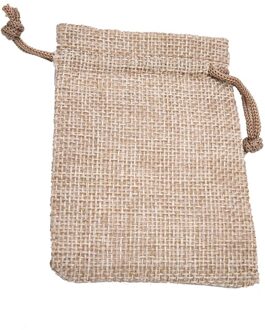 10*14Cm Linnen Hessische Sack Sieraden Pouch Koord Zakken Koord Zakken 10 Stuks beige grijs