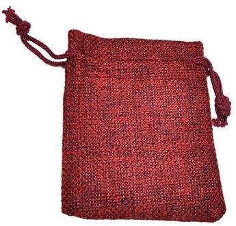 10*14Cm Linnen Hessische Sack Sieraden Pouch Koord Zakken Koord Zakken 10 Stuks wijn rood