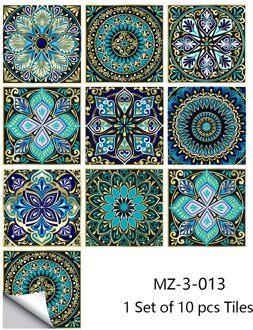 10/15/20Cm Mandala Stijl Mat Oppervlak Tegels Sticker Transfers Covers Voor Keuken Badkamer Tafels Floor Schil & Stick Behang 15cmX15cmX10pcs