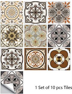 10/15/20Cm Retro Patroon Mat Oppervlak Tegels Sticker Transfers Covers Voor Keuken Badkamer Tafels Floor Schil & Stick Muurstickers 20cmX20cmX10pcs