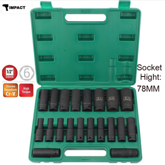 10/15/20PCS Impact Socket Set 78MM Drive Strong and Heavy Duty Socket Set for Pneumatic Wrench Hand Tool with Storage Box