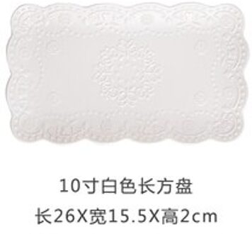 10-15 Inch Japanse Keramische Sushi Platen Taart Plaat Reliëf Vlinder Rechthoekige Lade Wit Brood Snack Schotel