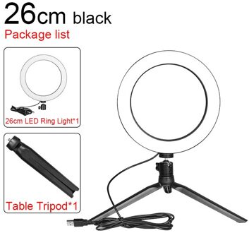10.2 "Dimbare Led Selfie Ring Licht Met Statief Usb Camera Ring Ligth Lamp Met Mobiele Telefoon Stand Voor Fotografie video Studio met ABS statief