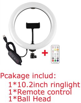 10.2 Inch Gebogen Oppervlak Usb Rgbw Dimbare Led Selfie Ring Vullen Licht Lamp Met Statief Afstandsbediening & Telefoon Klem voor Make-Up ring licht