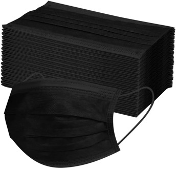 10/20/30/40/50/100/300/400/500/600pcs Black Disposable Face Care Scarf Industrial 3ply Ear Loop Adjustable Scarf