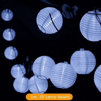 10/20/30 Licht Solar Tuin Lantaarn Licht Kerstmis Ketting Decoratie Licht Waterdicht Fairy Light Outdoor Lantaarn Bal Bruiloft wit 5m