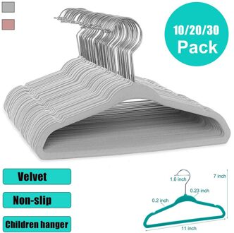10/20/30 Pack Antislip Fluwelen Kids Hangers Voor Jassen Broek Jurk Kleerhangers Huishoudelijke Gereedschap # Wby grijs / 10stk