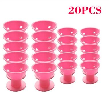 10/20/30 stks/set Zachte Rubber Magic Haarverzorging Rollers Siliconen Haar Krultang Geen Warmte Geen Clip Haar curling Styling DIY Tool 20stk roze
