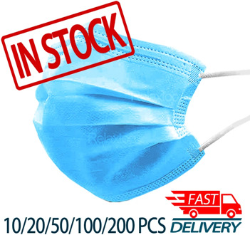 10/20/50/100/200 PCS Disposable Face Mask For Adult Mouth Protection Anti Dust Gas Masks 3 Layers Non Woven with Filter Facemask