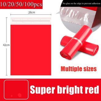 10/20/50/100Pcs Rode Koerier Verpakking Zakken Thicken Opbergtas Waterdichte Zakken Pe Materiaal Envelop mailer Post Mailing 20stk
