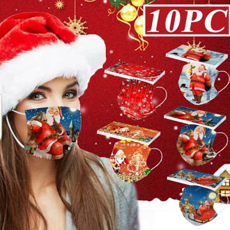 10/20/50pcs Christmas Disposable Masks Bandage Face Masks 3 layer Ply Filter AntiDust Breathable Adult Mouth Mask IN STOCK 2020
