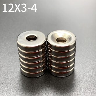 10/20/50Pcs Neodymium Magneet 12X3 Gat 4 N35 Ndfeb Ronde Super Krachtige Sterke Permanente magnetische Imanes Disc 50psc