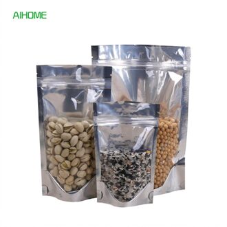 10/20 stks FDA Grade Clear Aluminiumfolie Pouches Stand Up Voedsel Stoarge Zakken Hersluitbare ZipLock Zak Voedsel 15X22cm / 20 Stks