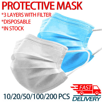 10-200 PCS Disposable Protective Mask Mascherine Anti-pollution 3-ply with Filter Mouth Face Masks Mascarillas Dustproof Mask