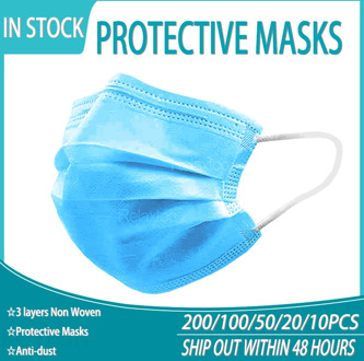 10-200PCS Disposable Face Mask For Adult Protective Facial Masks Mascarillas Desechables Anti Dust 3-layer Breathable Face Mask