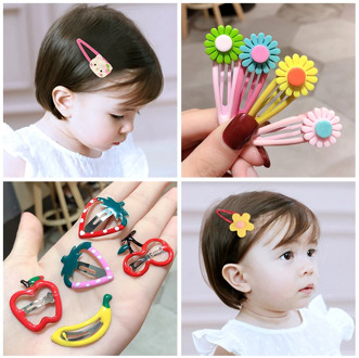 10-20pcs Baby Girl Fruit Flower Hairpin Children Cute Color Hair Clip Kids Headwear Drop-shaped Clip Women Hair Accessories