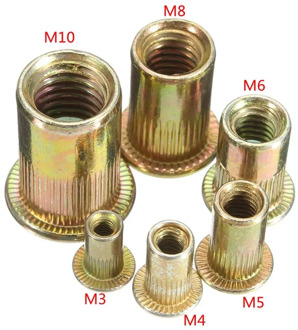 10/20pcs M3 M4 M6 M8 M10 Flat Head Carbon Steel Rivet Nuts Rivet Nuts Set Nuts Insert Riveting dropping