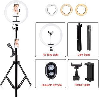 10 "26Cm Rgb Selfie Ring Lamp 26 Rgb Kleuren Licht Voor Mobiele Make Ring Licht Led Ring Licht met Stand Als Tafel Vloerlamp 26A-165