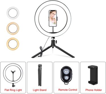 10 "26Cm Rgb Selfie Ring Lamp 26 Rgb Kleuren Licht Voor Mobiele Make Ring Licht Led Ring Licht met Stand Als Tafel Vloerlamp 26F