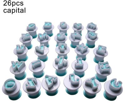 10/26Pcs Aantal Letters Cakevorm Fondant Suiker Ambachtelijke Cookies Plunger Decorating Gereedschap STTA889 26stk-b