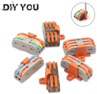 10/30/50/100PCS/lot Mini Fast Wire Connector Universal Compact Type Plug-in Terminal block SPL-222/223 With fixing Accessories