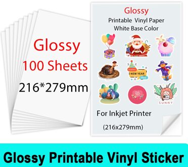 10/30/50/100Sheets Matte 216*279Mm Printable Vinyl Sticker Papier Voor Inkjet Printer diy Ambachten Zelfklevende Kopieerpapier Voor glanzend -100 Sheets