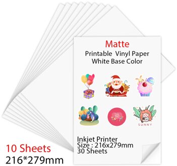 10/30/50/100Sheets Matte 216*279Mm Printable Vinyl Sticker Papier Voor Inkjet Printer diy Ambachten Zelfklevende Kopieerpapier Voor matte - 10 Sheets