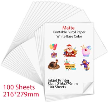 10/30/50/100Sheets Matte 216*279Mm Printable Vinyl Sticker Papier Voor Inkjet Printer diy Ambachten Zelfklevende Kopieerpapier Voor matte - 100 Sheets